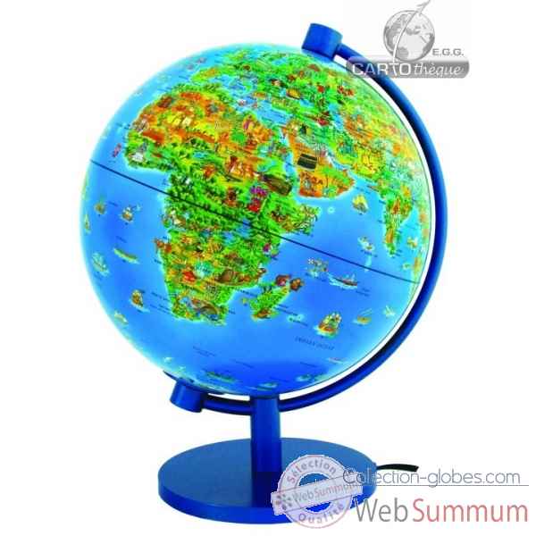 Globe dinoz 28 cm monde enfant - livret Cartothque EGG -SLJE28CHIL