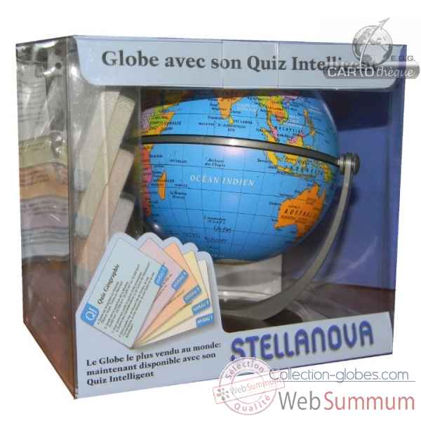 Globe iq 10 cm politique bleu avec quiz Cartothque EGG -SLIQ10BLEU
