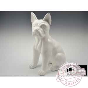 Objet dcoration color chien assis blanc 50cm Edelweiss -C9124