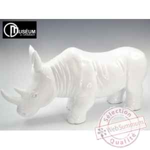 Objet decoration illusion rhinoceros blanc Edelweiss -C8844