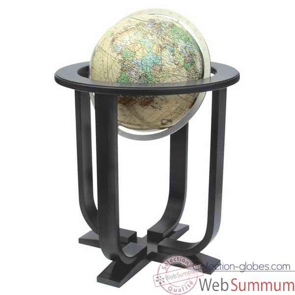 Globe gographique Colombus lumineux - modle Prestige  - sphre 40 cm, mridien mtal aluminium-CO2240501