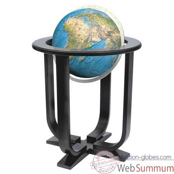 Globe gographique Colombus lumineux - modle Prestige  - sphre 40 cm - mridien mtal aluminium-CO2140501