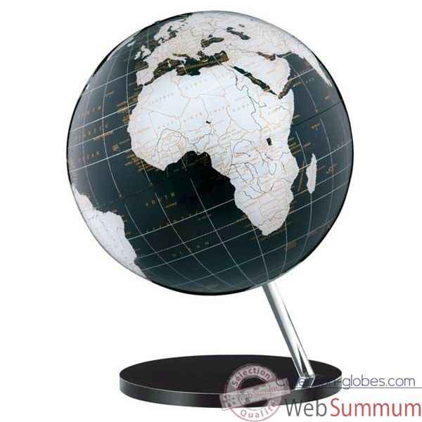 Globe gographique ART-LINE non lumineux - modle Onyx en Anglais - sphre 30 cm en verre acrilyque-AT713008