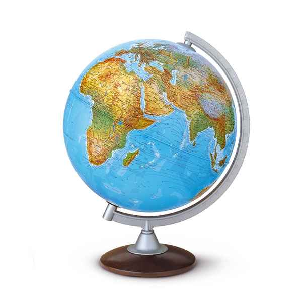 Globe de bureau - Atlantis 25 - Globe gographique lumineux - Cartographie double effet : physique teint, politique allum - diam 25 cm - hauteur 35 cm