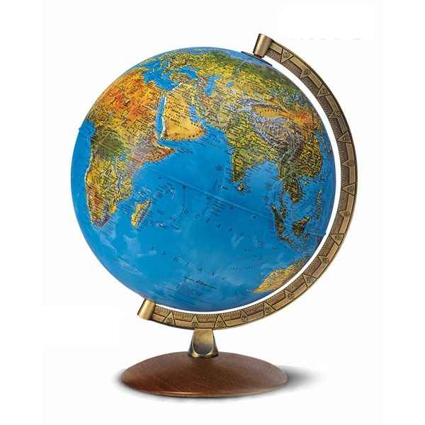 Globe Astra - Globe gographique lumineux - Cartographie double effet : physique teint, politique allum - Capitale d\\\'tat matrialise par un point lumineux - frontires en surbrillance - diam 30 cm - hauteur 38 cm