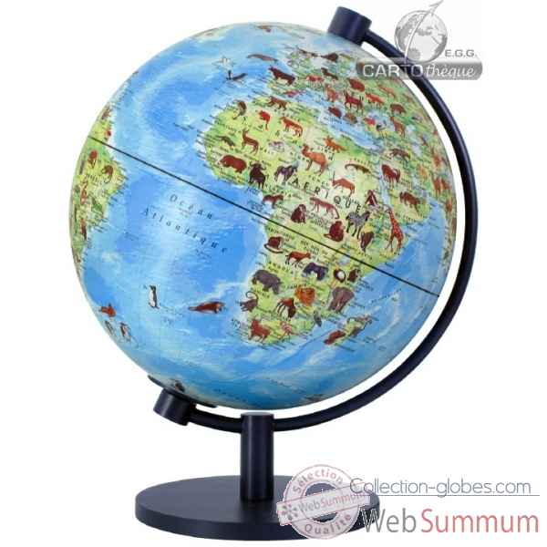 Globe lumineux 28 cm monde enfant illustre - livret Cartothèque EGG -SL28ENFANT
