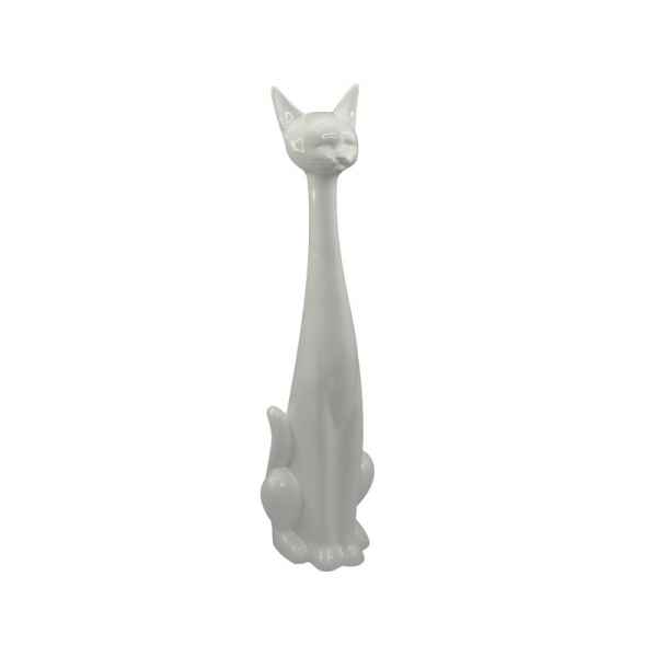 Statuette ceramique Felix chat blanc 72cm Edelweiss -5835