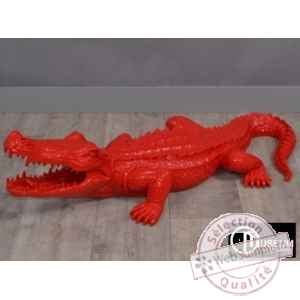 Objet decoration playful crocodile 95cm rouge Edelweiss -C9106