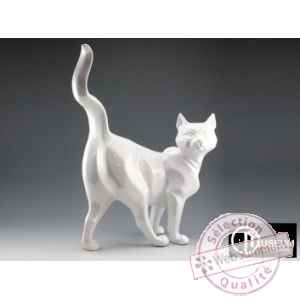 Objet decoration shadow chat blanc nacre Edelweiss -C2031