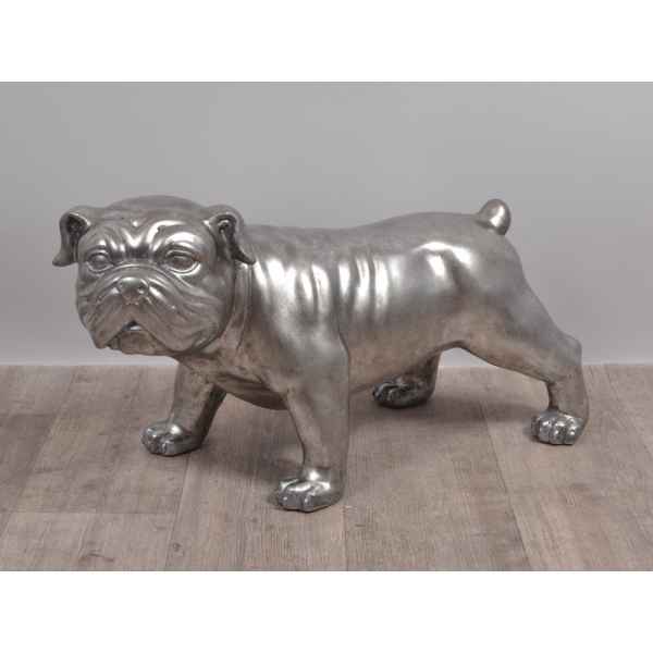 Statue classy chien bulldog silver Edelweiss -C9581