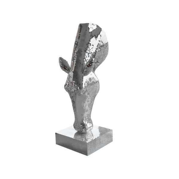 Statue exaltation tête de cheval argentée 200cm Edelweiss -C7948