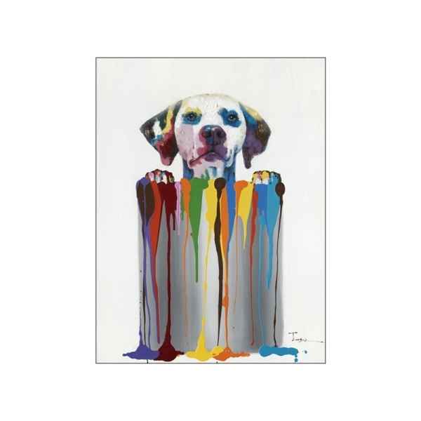 Toile chien pot de peinture Edelweiss -C6922