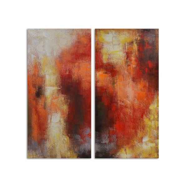 2 toiles abstraites 60x120cm Edelweiss -C7047