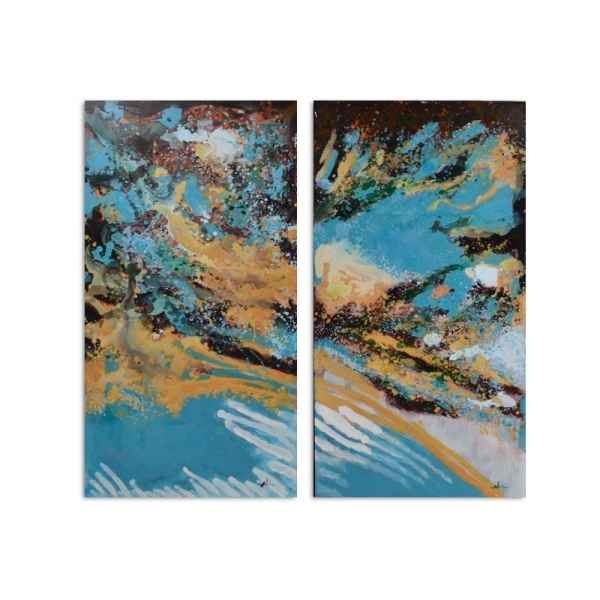 2 toiles abstraites 70x140cm Edelweiss -C7053