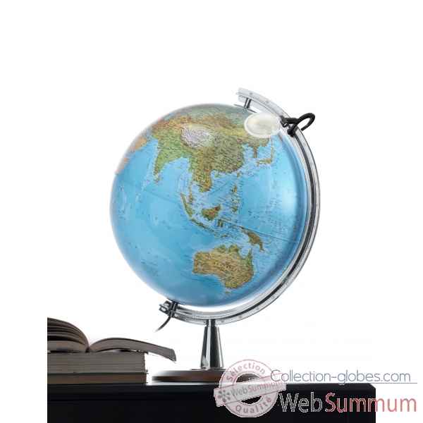Globe de bureau - Atlantis 40 - Globe geographique lumineux - Cartographie double effet : physique eteint, politique allume - diam 40 cm - hauteur 57 cm