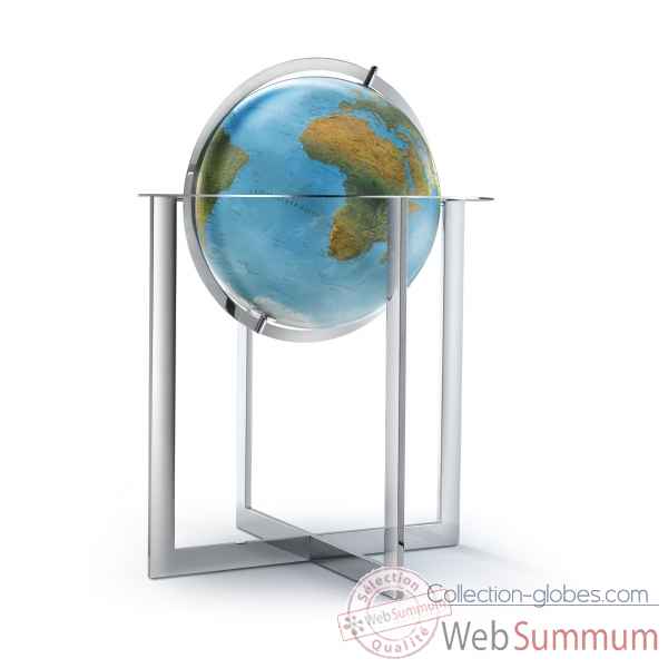 Globe lumineux STEEL double cartographie 50 cm Support Acier Chromé